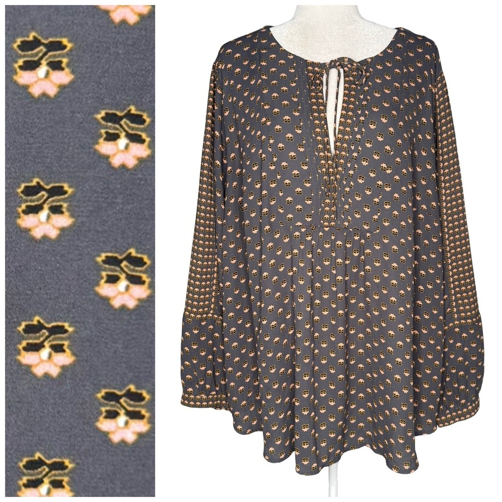 Ann Taylor LOFT Plus 24 Long Sleeve Pullover Blouse Peasant Top Boho Cottagecore